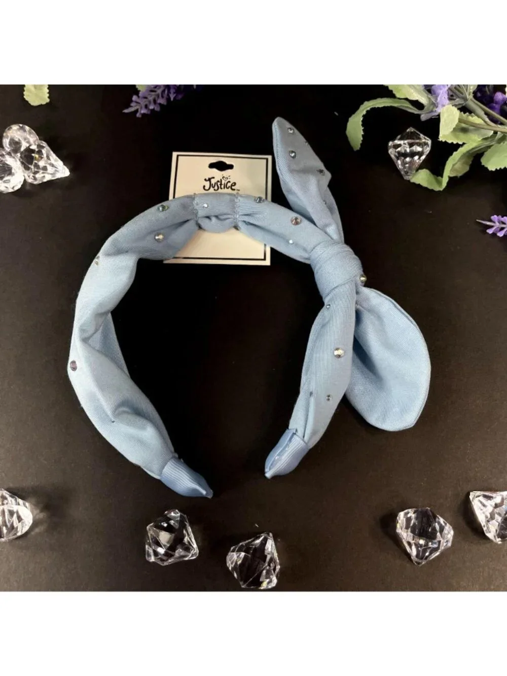 Justice Headband Rhinestone Blue Denim Girls Hair Care Hair Knot Accessories